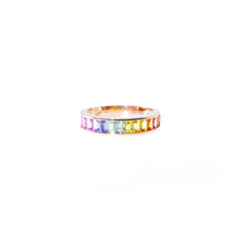 Load image into Gallery viewer, Baguette 18K/750 rose gold set with natural sapphire ring