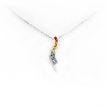 Load image into Gallery viewer, Wave 18K/750 white gold necklace with natural sapphire