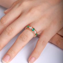 Load image into Gallery viewer, Lucky Four Leaves 18K Emerald Diamond Ring