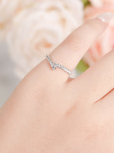 Load image into Gallery viewer, "Simple Lines" 18K set with natural white diamonds, V-shaped silk scarf style diamond ring