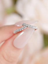 Load image into Gallery viewer, "Simple Lines" 18K set with natural white diamonds, V-shaped silk scarf style diamond ring