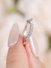 Load image into Gallery viewer, "Simple Lines" 18K set with natural white diamonds, V-shaped silk scarf style diamond ring