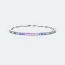 Load image into Gallery viewer, Mezzaluna 18K/750 white gold set with natural sapphire and diamond bracelet