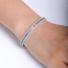 Load image into Gallery viewer, Mezzaluna 18K/750 white gold set with natural sapphire and diamond bracelet