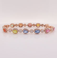 Load image into Gallery viewer, OvalePear 18K/750 white gold set with natural egg-shaped pear-shaped colored gemstone bracelet
