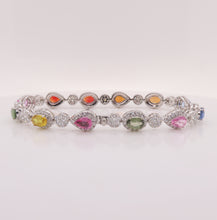 Load image into Gallery viewer, OvalePear 18K/750 white gold set with natural egg-shaped pear-shaped colored gemstone bracelet