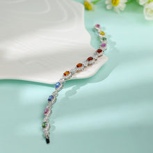 Load image into Gallery viewer, OvalePear 18K/750 white gold set with natural egg-shaped pear-shaped colored gemstone bracelet