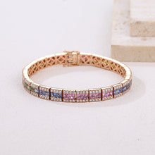 Load image into Gallery viewer, Luna Piena 18K/750 rose gold set with natural sapphire and diamond bracelet