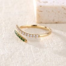 Load image into Gallery viewer, "Simple Lines" 18K natural semi-precious stone/sapphire diamond ring