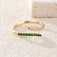 Load image into Gallery viewer, "Simple Lines" 18K natural semi-precious stone/sapphire diamond ring