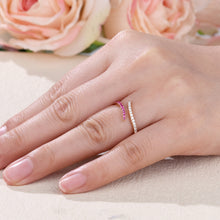 Load image into Gallery viewer, "Simple Lines" 18K natural semi-precious stone/sapphire diamond ring