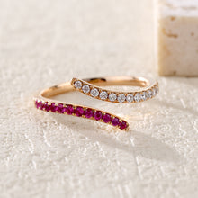 Load image into Gallery viewer, "Simple Lines" 18K natural semi-precious stone/sapphire diamond ring