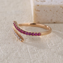 Load image into Gallery viewer, "Simple Lines" 18K natural semi-precious stone/sapphire diamond ring
