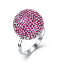 Load image into Gallery viewer, 18K natural full diamond spherical pink sapphire ring