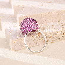 Load image into Gallery viewer, 18K natural full diamond spherical pink sapphire ring