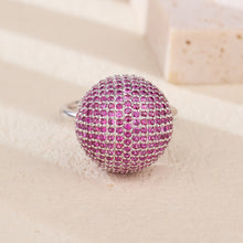 Load image into Gallery viewer, 18K natural full diamond spherical pink sapphire ring