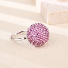 Load image into Gallery viewer, 18K natural full diamond spherical pink sapphire ring