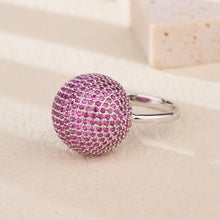 Load image into Gallery viewer, 18K natural full diamond spherical pink sapphire ring
