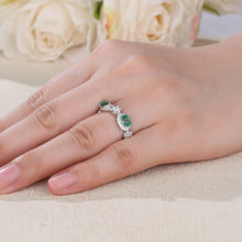 Load image into Gallery viewer, "Snowy Mountains and Green Hills" 18K emerald and diamond ring