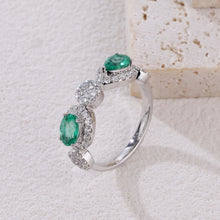 Load image into Gallery viewer, "Snowy Mountains and Green Hills" 18K emerald and diamond ring