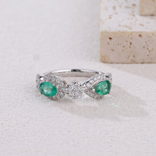 Load image into Gallery viewer, "Snowy Mountains and Green Hills" 18K emerald and diamond ring