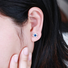 Load image into Gallery viewer, "Snowy Mountains and Green Hills" 18K emerald and diamond earrings