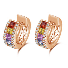 Load image into Gallery viewer, "Princess Combination" 18K natural princess sapphire and diamond earrings