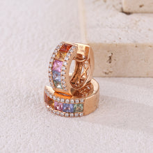 Load image into Gallery viewer, "Princess Combination" 18K natural princess sapphire and diamond earrings