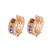 Load image into Gallery viewer, "Princess Combination" 18K natural princess sapphire and diamond earrings