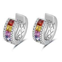 Load image into Gallery viewer, "Princess Combination" 18K natural princess sapphire and diamond earrings