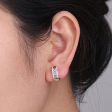 Load image into Gallery viewer, "Princess Combination" 18K natural princess sapphire and diamond earrings