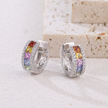 Load image into Gallery viewer, "Princess Combination" 18K natural princess sapphire and diamond earrings