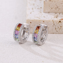 Load image into Gallery viewer, "Princess Combination" 18K natural princess sapphire and diamond earrings