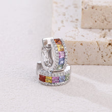 Load image into Gallery viewer, "Princess Combination" 18K natural princess sapphire and diamond earrings