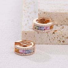 Load image into Gallery viewer, "Rectangular Combination" 18K natural rectangular sapphire colored gemstone and diamond earrings