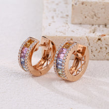 Load image into Gallery viewer, "Rectangular Combination" 18K natural rectangular sapphire colored gemstone and diamond earrings