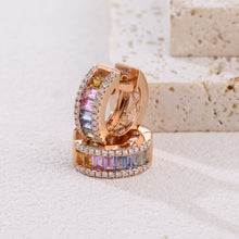 Load image into Gallery viewer, "Rectangular Combination" 18K natural rectangular sapphire colored gemstone and diamond earrings