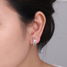 Load image into Gallery viewer, "Rectangular Combination" 18K natural rectangular sapphire colored gemstone and diamond earrings
