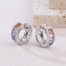 Load image into Gallery viewer, "Rectangular Combination" 18K natural rectangular sapphire colored gemstone and diamond earrings