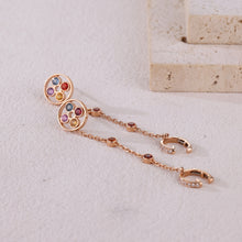 Load image into Gallery viewer, 18K single natural round sapphire colored gemstone earrings