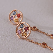 Load image into Gallery viewer, 18K single natural round sapphire colored gemstone earrings