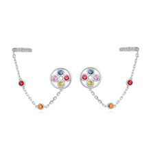 Load image into Gallery viewer, 18K single natural round sapphire colored gemstone earrings