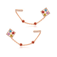 Load image into Gallery viewer, 18K single natural rhombus sapphire colored gemstone earrings