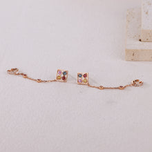 Load image into Gallery viewer, 18K single natural rhombus sapphire colored gemstone earrings