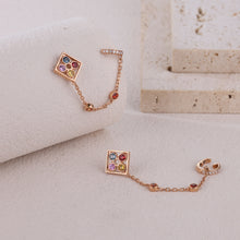 Load image into Gallery viewer, 18K single natural rhombus sapphire colored gemstone earrings