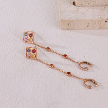 Load image into Gallery viewer, 18K single natural rhombus sapphire colored gemstone earrings