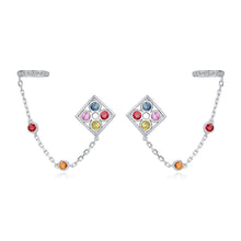 Load image into Gallery viewer, 18K single natural rhombus sapphire colored gemstone earrings