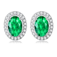 Load image into Gallery viewer, "Snowy Mountains and Green Hills" 18K emerald and diamond earrings