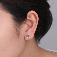 Load image into Gallery viewer, "Snowy Mountains and Green Hills" 18K emerald and diamond earrings