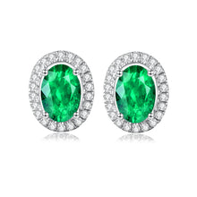 Load image into Gallery viewer, "Snowy Mountains and Green Hills" 18K emerald and diamond earrings